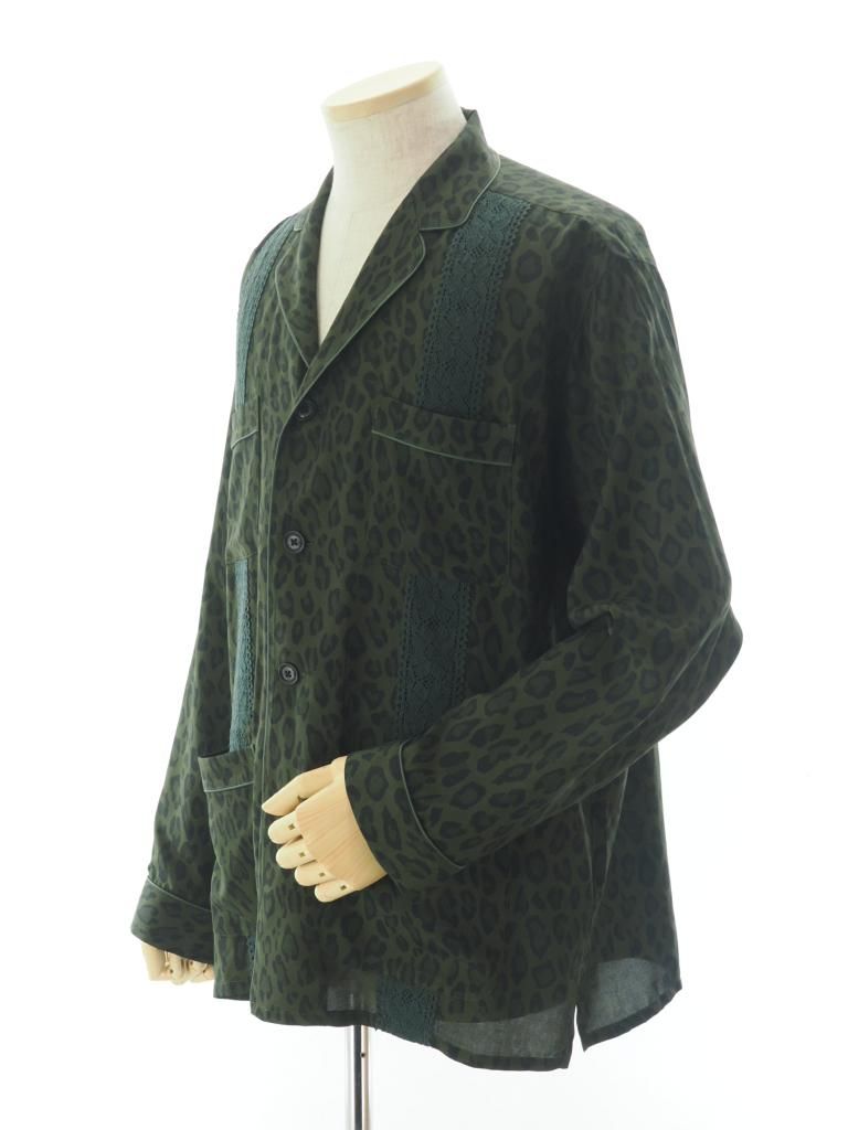 TUITACI 朔 ツイタチ - Leopard Sleeping Shirt レオパードスリーピングシャツ - Olive
