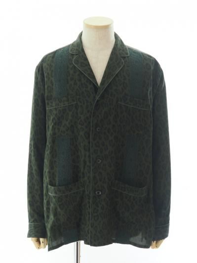 TUITACI 朔 ツイタチ - Leopard Sleeping Shirt レオパードスリーピングシャツ - Olive