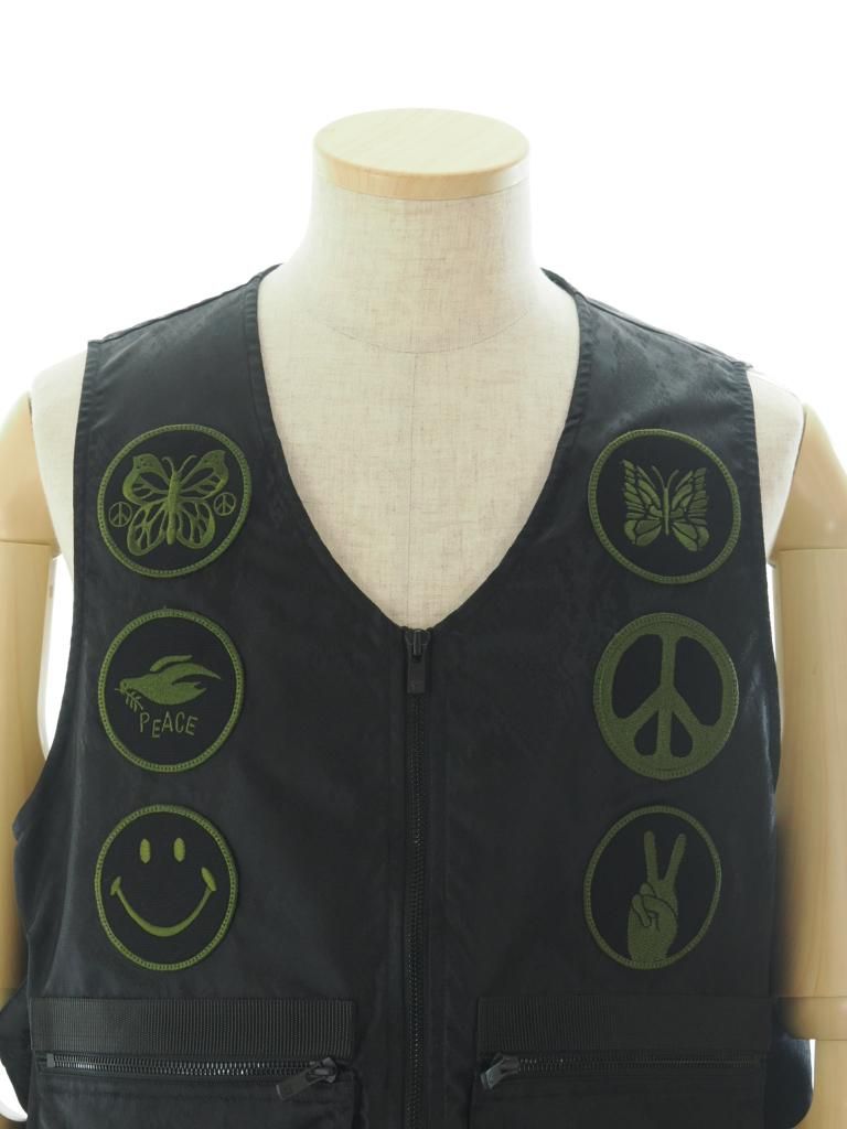 Needles ニードルズ - Radio Vest ラジオベスト - Python Jacquard Sateen - Black