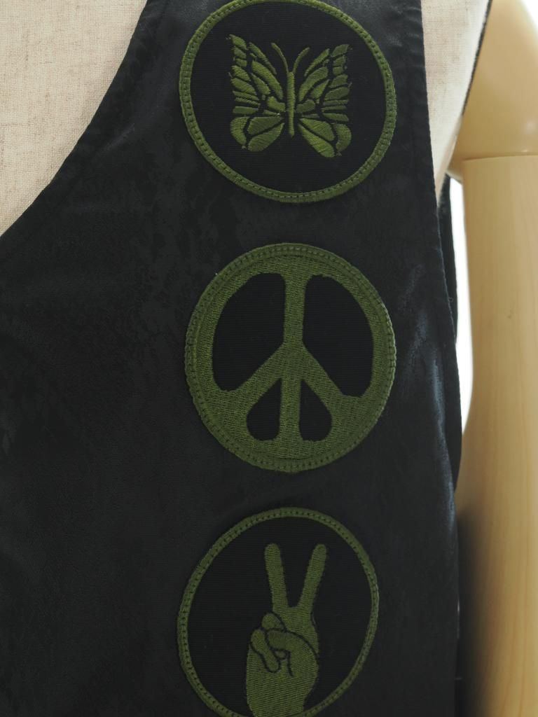 Needles ニードルズ - Radio Vest ラジオベスト - Python Jacquard Sateen - Black