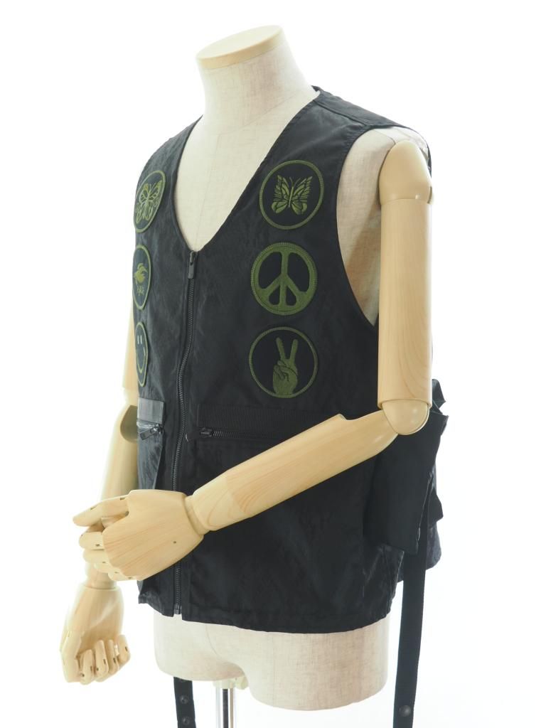 Needles ニードルズ - Radio Vest ラジオベスト - Python Jacquard Sateen - Black