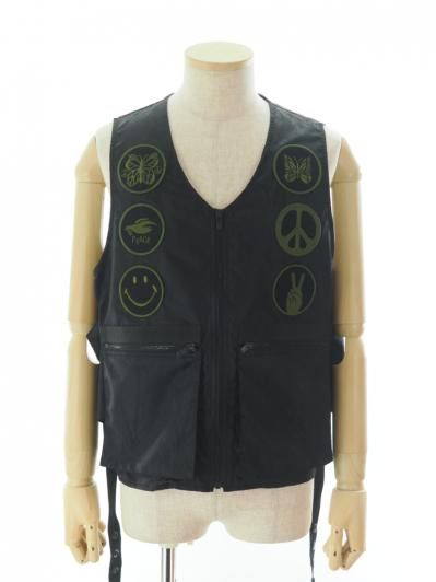 Needles ニードルズ - Radio Vest ラジオベスト - Python Jacquard Sateen - Black