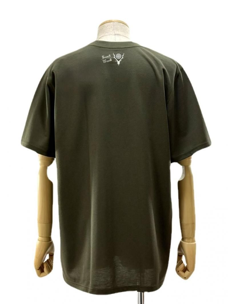 South2 West8 サウスツーウエストエイト - S/S Crew Neck Tee ショートスリーブクルーネックティーシャツ- BENEATH BRANCHES  - Olive