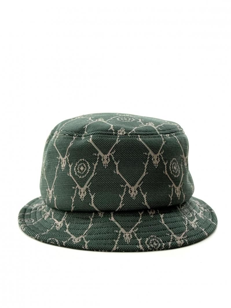 South2 West8 サウスツーウエストエイト - Bucket Hat バケットハット - Poly Jacquard - Skull＆Target - Green