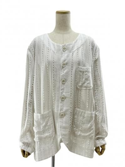 Engineered Garments (Woman) エンジニアードガーメンツ Cutaway Jacket - Rayon Embroidery Eyelet / WHITE