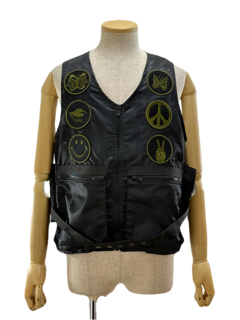 Needles ニードルズ - Radio Vest ラジオベスト - Papillon Jacquard Sateen - Black