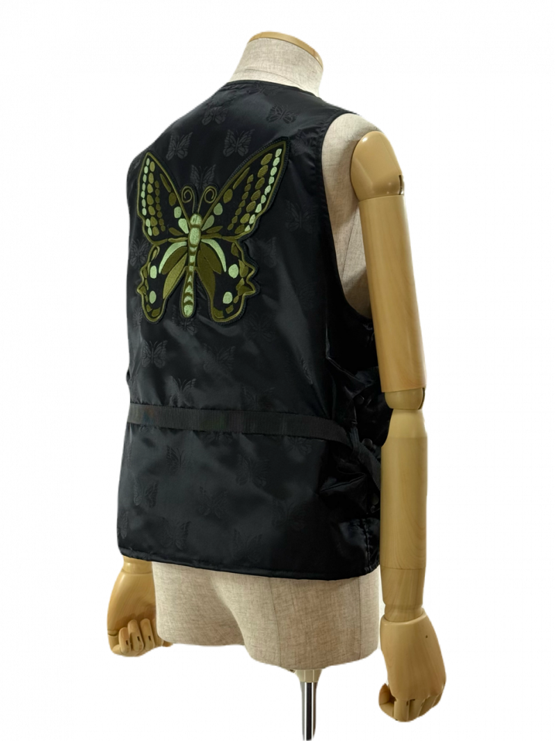 Needles ニードルズ - Radio Vest ラジオベスト - Papillon Jacquard Sateen - Black