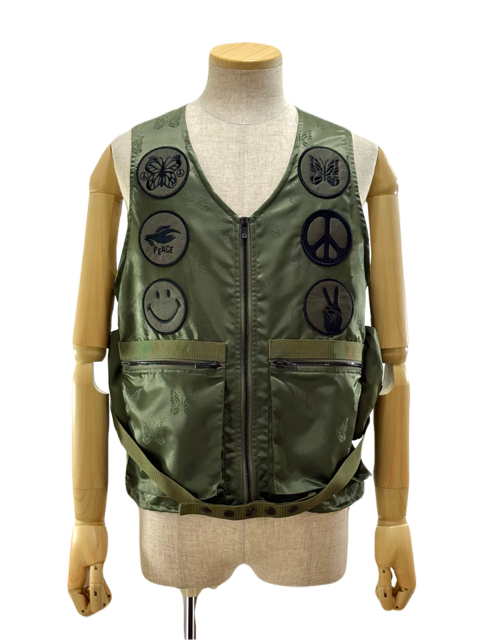 Needles ニードルズ - Radio Vest ラジオベスト - Papillon Jacquard Sateen - Olive