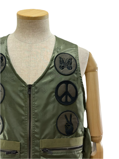 Needles ニードルズ - Radio Vest ラジオベスト - Papillon Jacquard Sateen - Olive