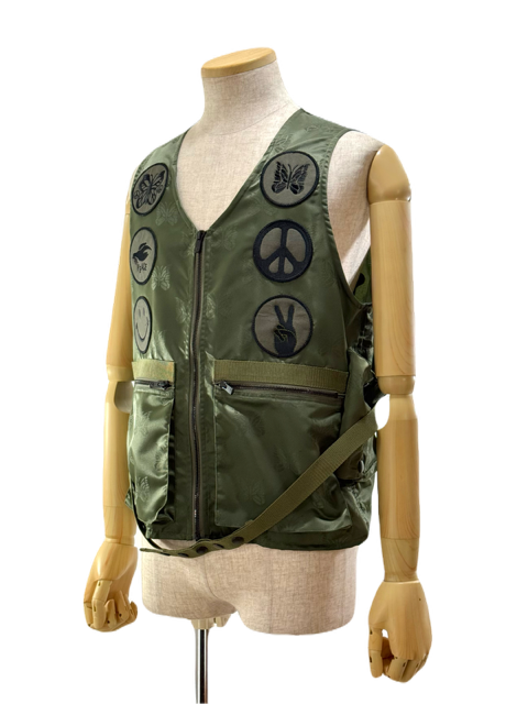 Needles ニードルズ - Radio Vest ラジオベスト - Papillon Jacquard Sateen - Olive