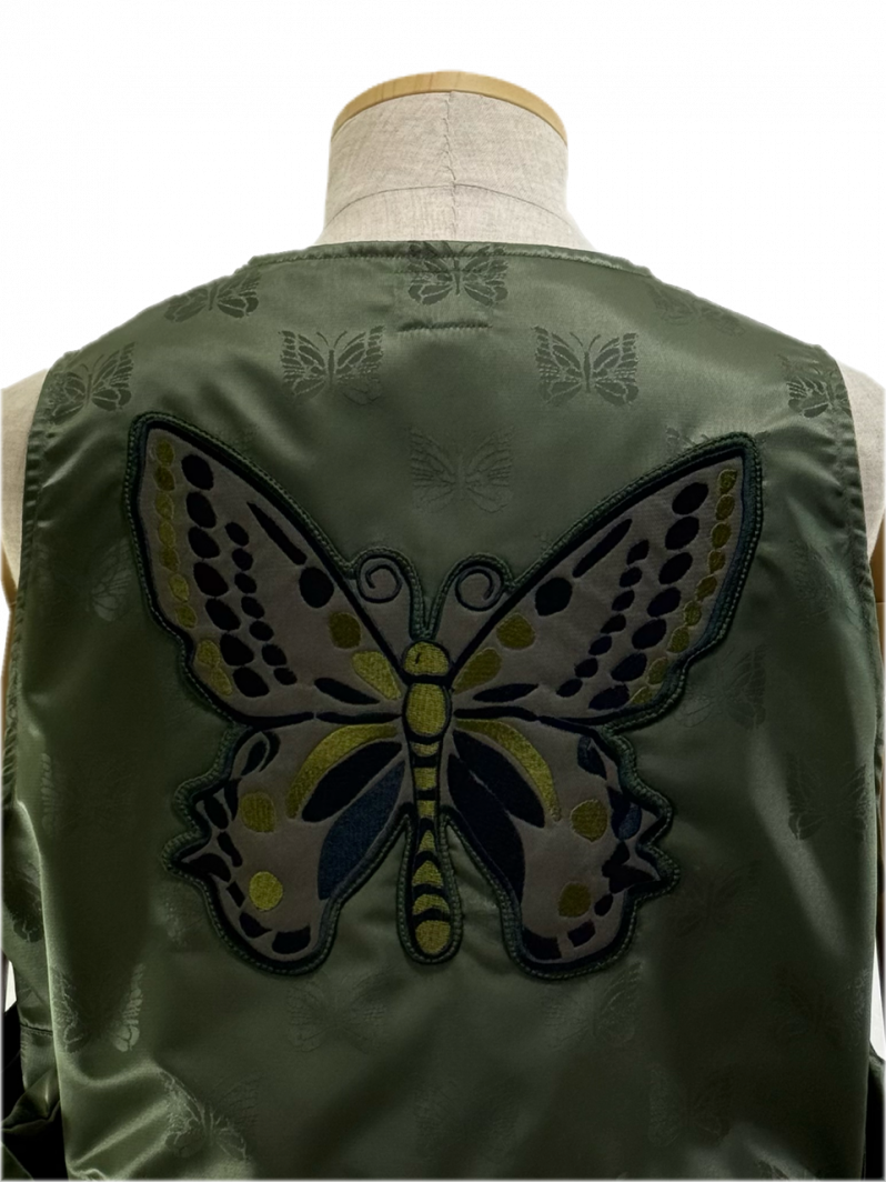 Needles ニードルズ - Radio Vest ラジオベスト - Papillon Jacquard Sateen - Olive