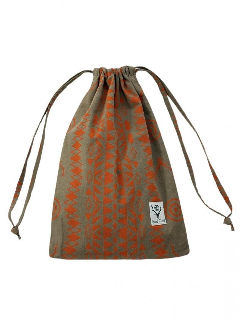 South2 West8 サウスツーウエストエイト -String Bag- Cotton Flannel Printed / Skull＆Target