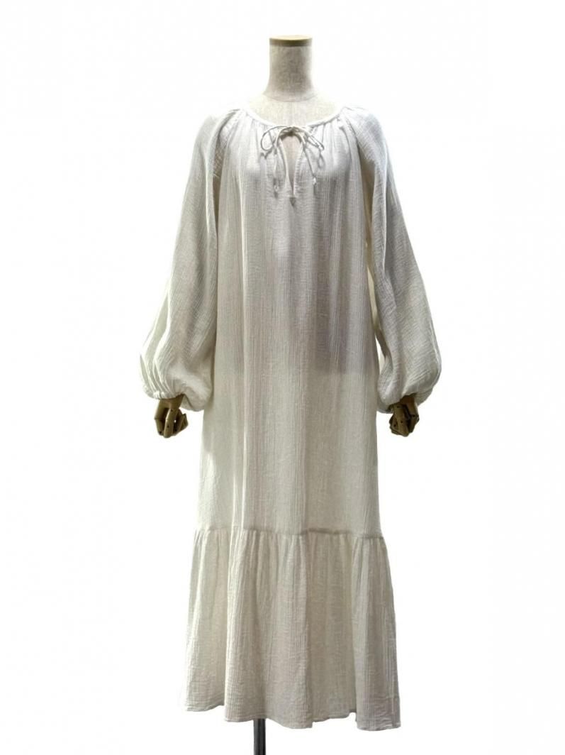 美品 サラマリカ COTTON GAUZE LONG DRESS ワンピース sara mallika サラマリカ / Cotton Gauze Long Dress - White