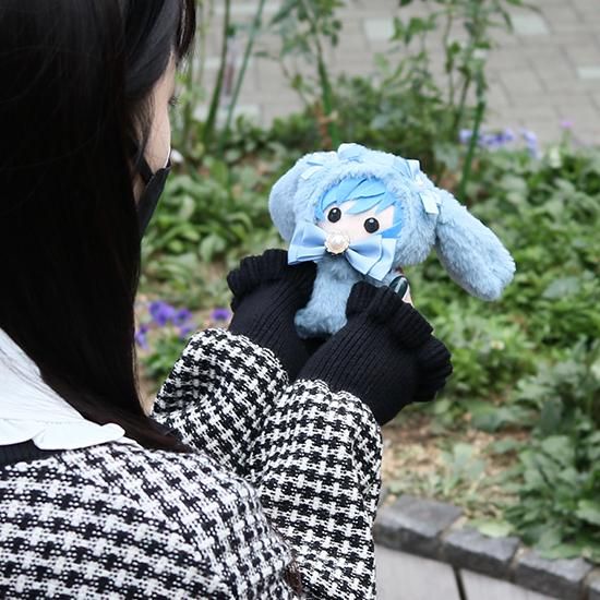 テム様 バッグチャームサイズのぬいぐるみ服　ハンドメイド うさみみ】ぬいぐるみコスチューム(ショルダーチェーン&バッグ