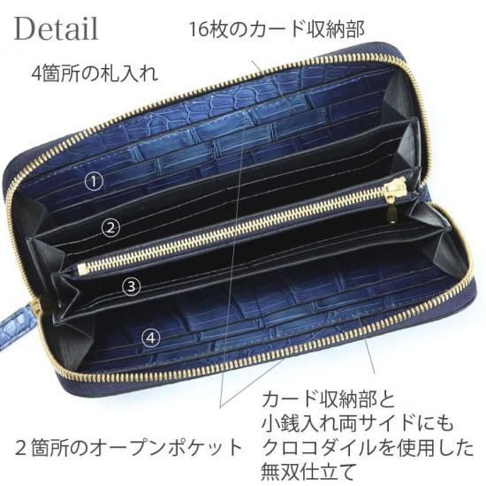 スモールクロコダイルアビスブルーラウンドファスナー長財布 スモールクロコダイルアビスブルーラウンドファスナー長財布