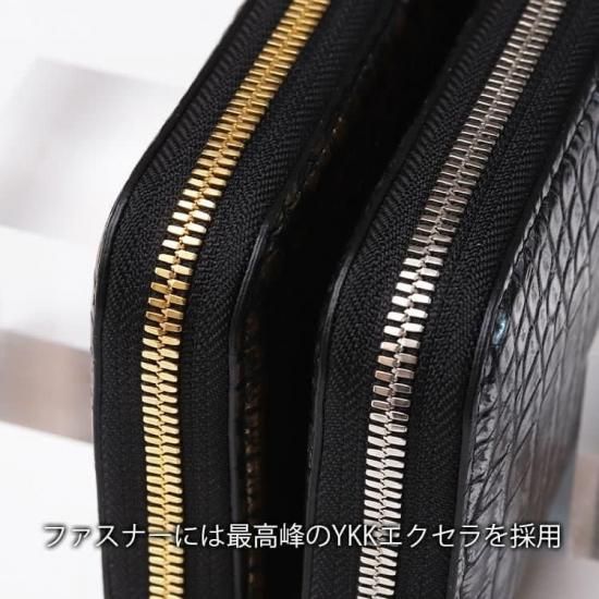 スモールクロコダイルラウンドファスナー長財布「風神雷神」無双