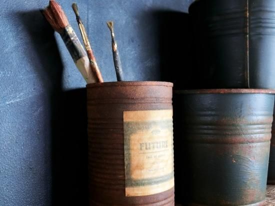 錆エイジングセットを使ったさびさびリメ缶事例 - 塗り方・塗装