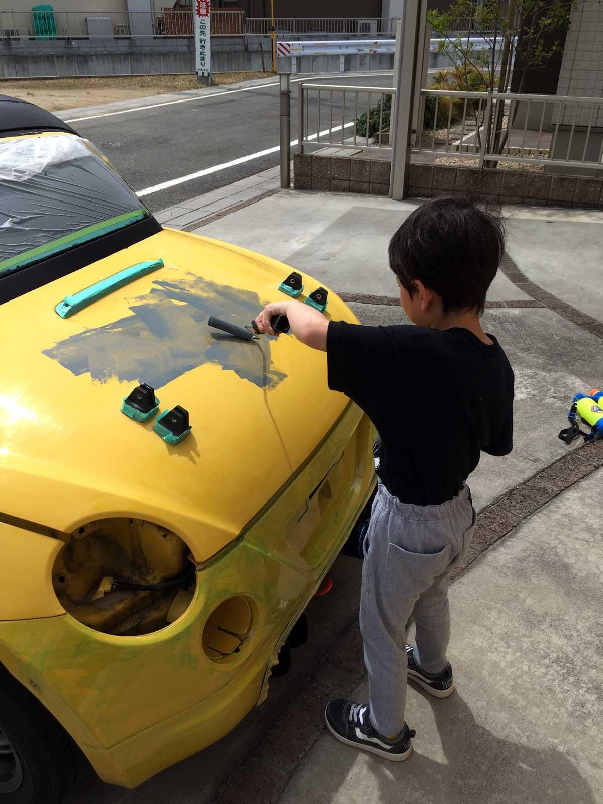ダイハツ コペンをイーグルブルーグレーで刷毛塗り全塗装 刷毛 ハケ ローラーで車をdiyで全塗装しよう ダイハツ コペンをイーグルブルーグレーで刷毛塗り全塗装 刷毛 ハケ ローラーで車をdiyで全塗装しよう