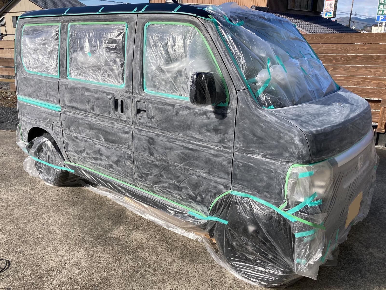 ホンダ バモスをイーグルブルーグレーで刷毛塗り全塗装 刷毛 ハケ ローラーで車をdiyで全塗装しよう