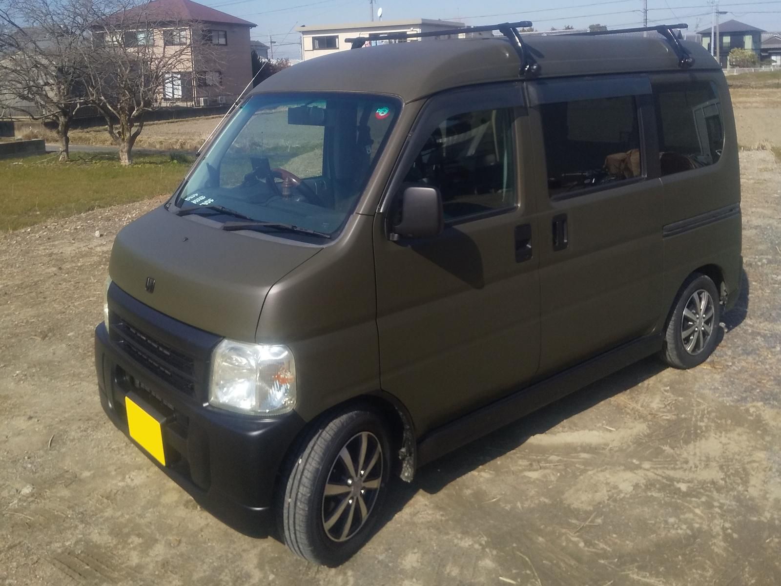 ホンダ バモスホビオをオリーブドラブで刷毛塗り全塗装！ - 刷毛
