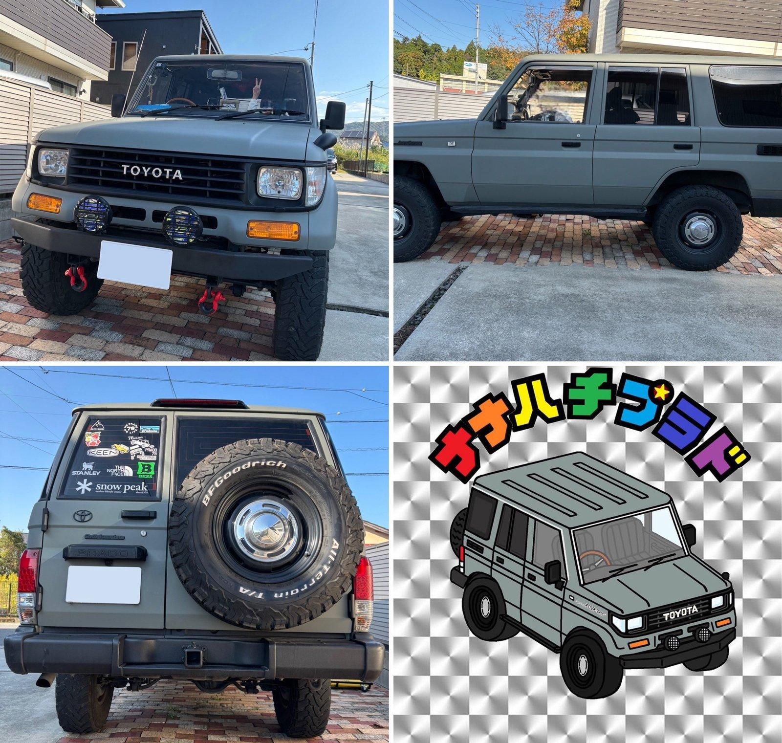 トヨタ ランドクルーザープラド78系をフレンチグレーでオールペン