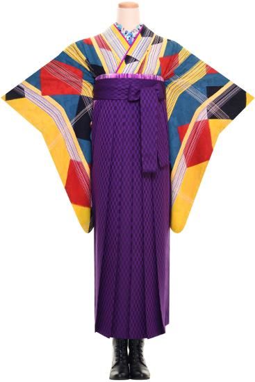 すずまき アンティーク 着物 まとめ売りBM-4540 4301 3060 卒業式袴1795 JAPANSTYLE 切子菊(クリーム)×切子と花丸刺繍(黒