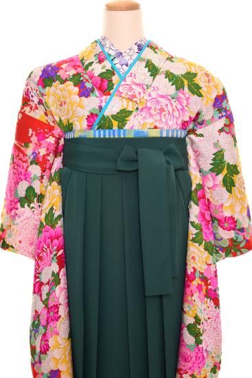 卒業式 袴 アンティーク着物レンタル ☆ 【赤百花繚乱