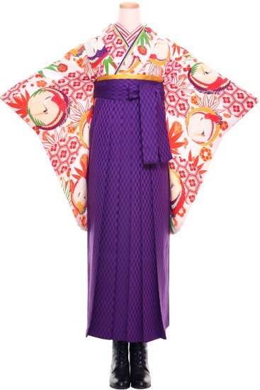 卒業式 アンティーク着物レンタル ☆　【紅白松竹梅鶴】 - antique kimono colette