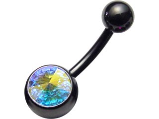 KJN-14GBlackline Jewelled Navel Bananabells 14G