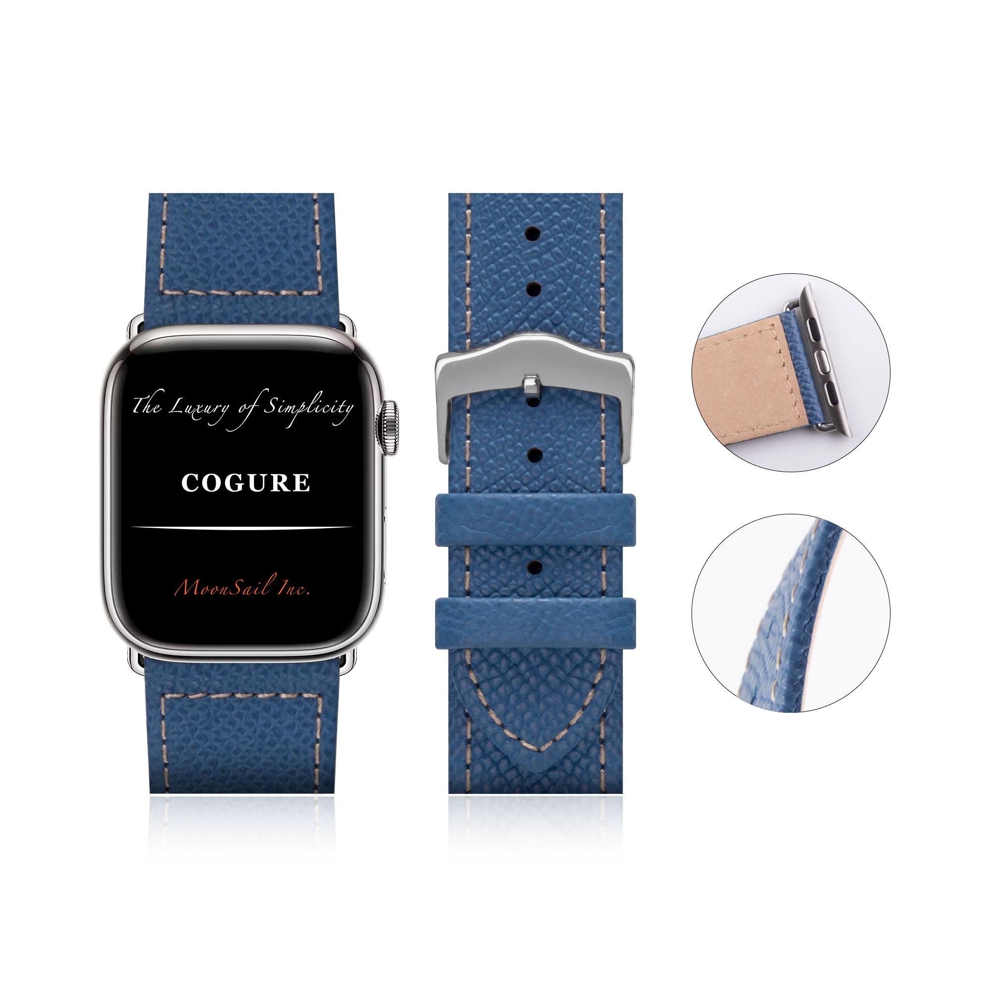 贈り物 | エンボスレザーバンド Watch Apple DeepBlue N01 - 時計