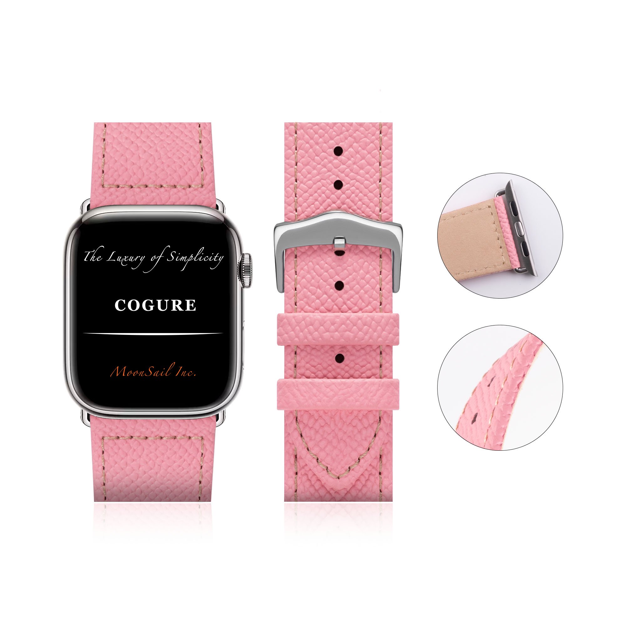COGURE Apple Watch ヨーロピアンエンボスレザーバンド Pink