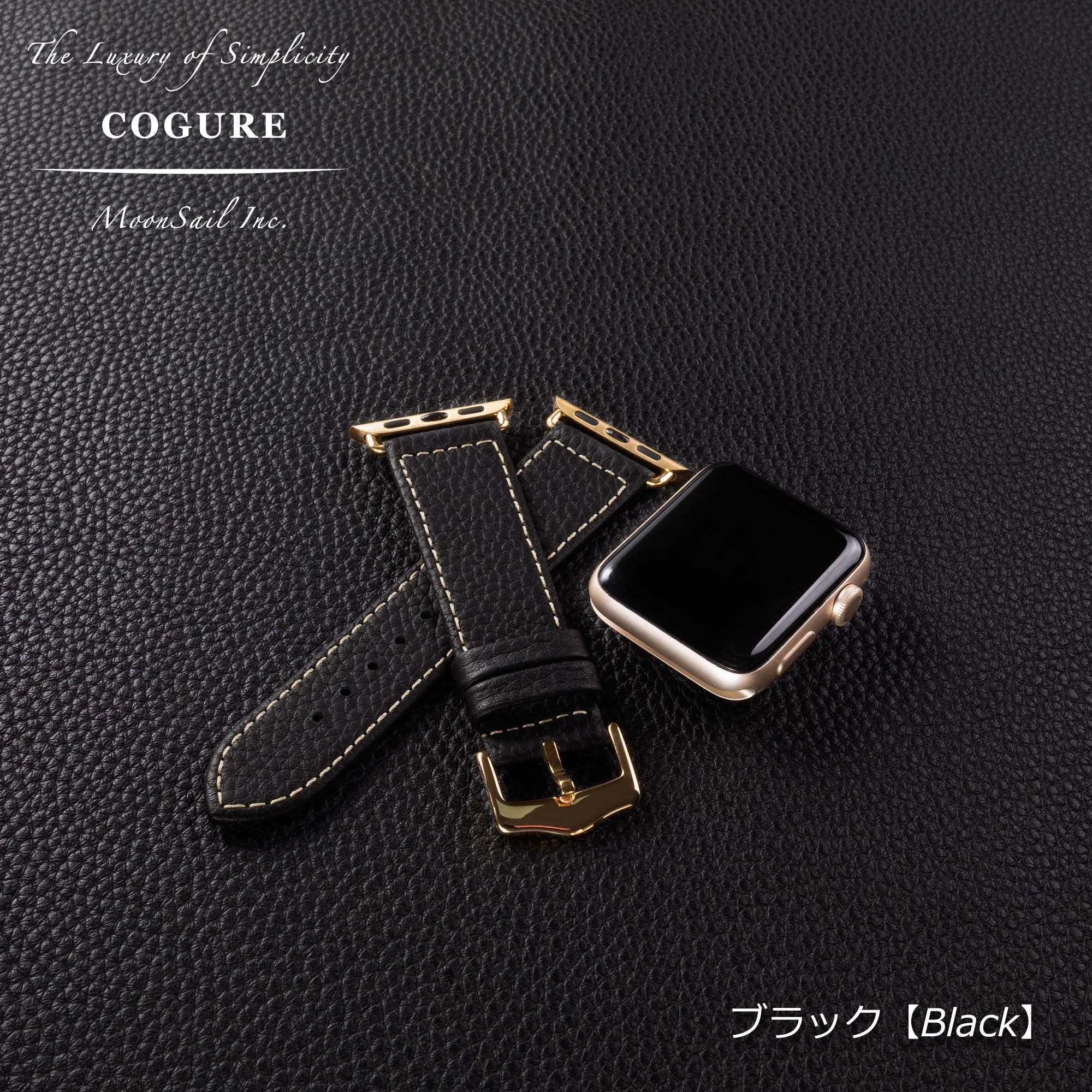 Apple Watch シュリンクカーフレザー | ブラックバンド - COP01