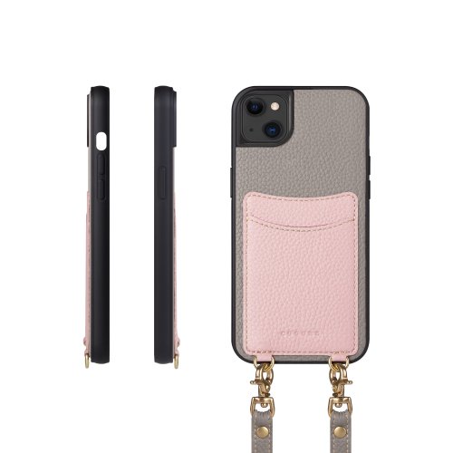 iPhone 15 Plus カード収納付き 本革バックカバーケース スマホショルダーストラップ セット