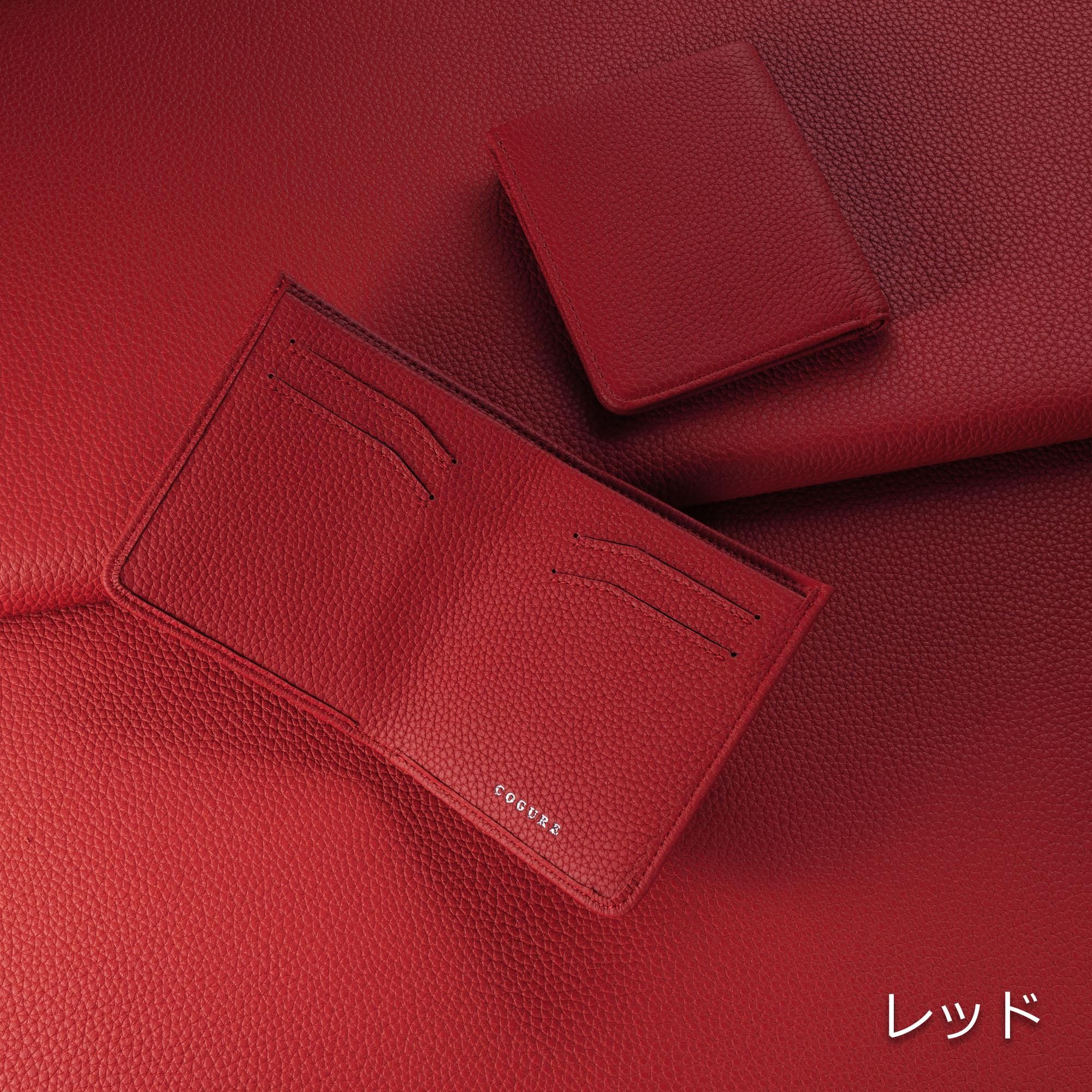 COGURE 二つ折り財布 COPM03 レッド 二つ折り財布 | シュリンクカーフレザー - COPM03