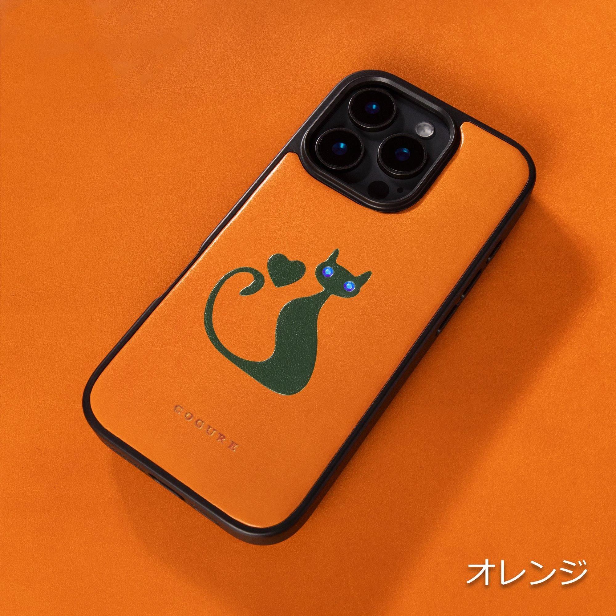 COTCatB iPhoneケース | 猫柄 サドルレザー & ダイヤモンド加工 COTCatB iPhoneケース | 猫柄 サドルレザー & ダイヤモンド加工