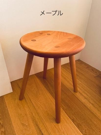 木製円形スツール 4本脚 光沢仕上げ 4本脚の丸スツール - 生活アート工房オンラインショップ