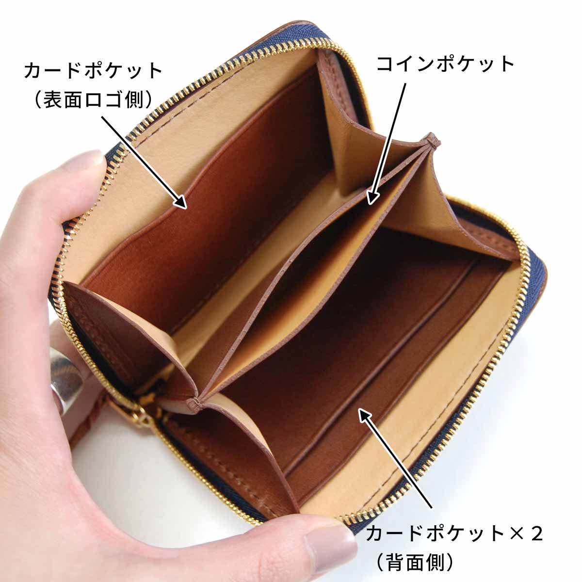 【Kawa-Kawa】ミニ Wallet BK  牛革　日本製