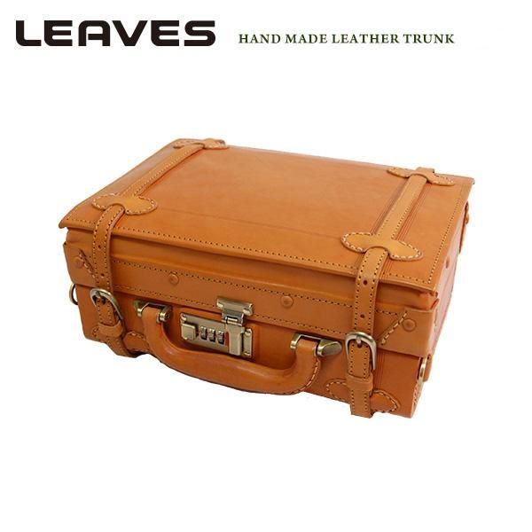 牛革トランク 12インチ ハンドメイド キャメル - Leaves革鞄店 牛革トランク 12インチ ハンドメイド キャメル - Leaves革鞄店