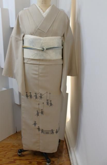 k-2162 光沢のある紬 付下げ訪問着 正絹 広衿 袷 【未使用