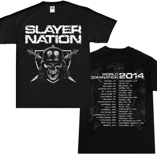 <img class='new_mark_img1' src='https://img.shop-pro.jp/img/new/icons1.gif' style='border:none;display:inline;margin:0px;padding:0px;width:auto;' />Slayer / スレイヤー - Slayer Nation 2014 Dates. Tシャツ【お取寄せ】