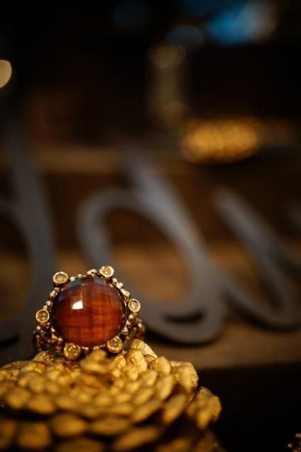 Diamond small Ring AN913 RedTigereye/Smoky.Q/Crystal オーダー商品