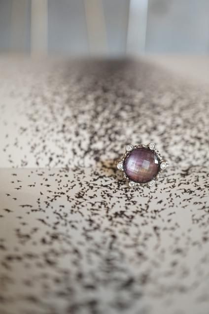 Diamond small Ring AN913 AGBRシルバー Amesist/Mother of Pearl/Crystal