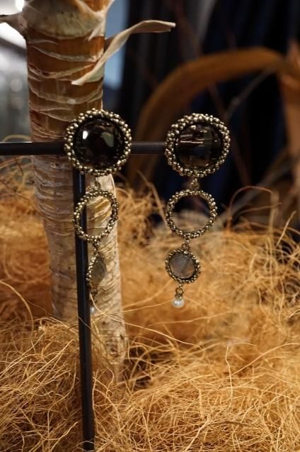 Contamination Model Eariings(イヤリング)OR1144 OTBR Smoky.Q/Labradorite/Pearl