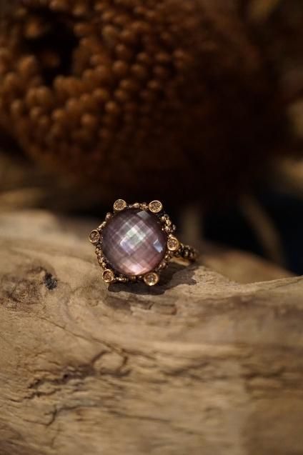 Diamond small Ring AN913 BZBR Amesist/Mother of Pearl/Crystal オーダー商品