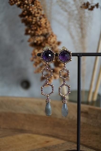 Honey Collection Long Earrings(イヤリング) OR1340 OTVIO Amesist/Labradorite