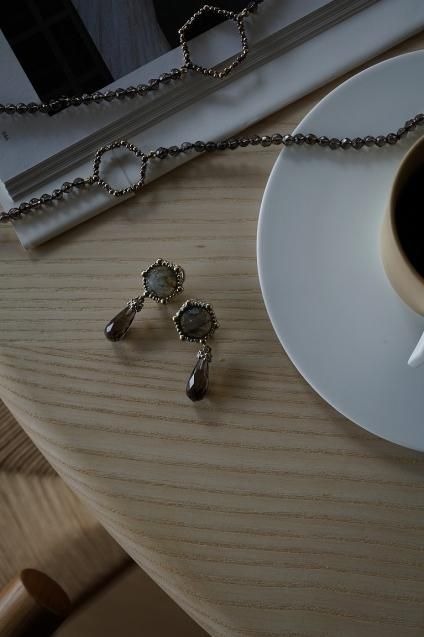 Honey Collection Pieces (ピアス) OR1336 OTAG Labradorite/Smoky.Q