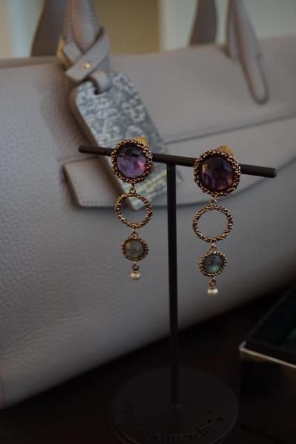 Contamination Model Eariings(イヤリング)OR1144H OTVIO Amesist/Labraodrite/Pearl