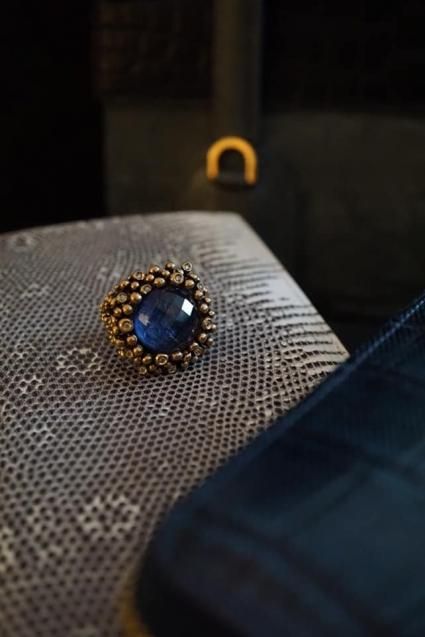 Diamond Ring (ダイヤモンドリング)[AN909 BZBR Bronze Sodalite/Black mother of pearl/Crystal】Freesize