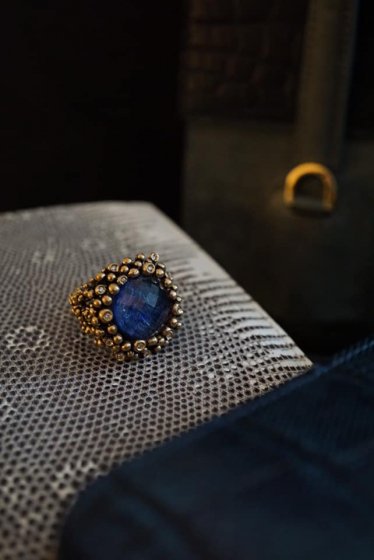 Daniela de Marchi(˥ǥޥ륭)Diamond Ring AN909 BZBR Sodalite/Black mother of pearl/CrystalFreesize