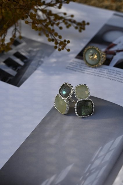 Scacco()Collection Earrings()[OR1303 ACH(WhiteSilver) NewJade/Labradorite] 